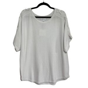 NWT Croft & Barrow Kohls Cotton Blend Sweater Tee in Bright White - Size XL